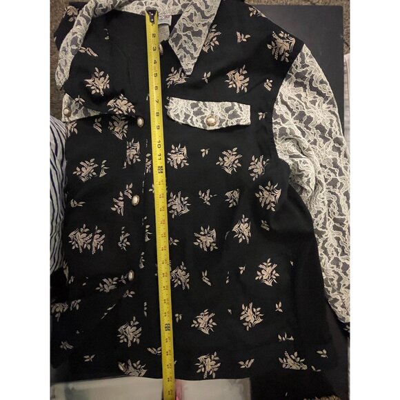 Lacy After Noon PLUS 2X Floral Lace Pearl Button Down Shirt Blouse Made in USA - Picture 12 of 12